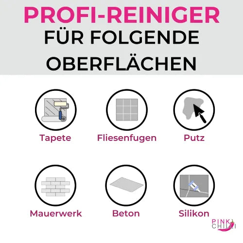 Schimmelentferner geeignet für Tapete, Fliesenfugen, Putz, Mauerwerk, Beton und Silikon