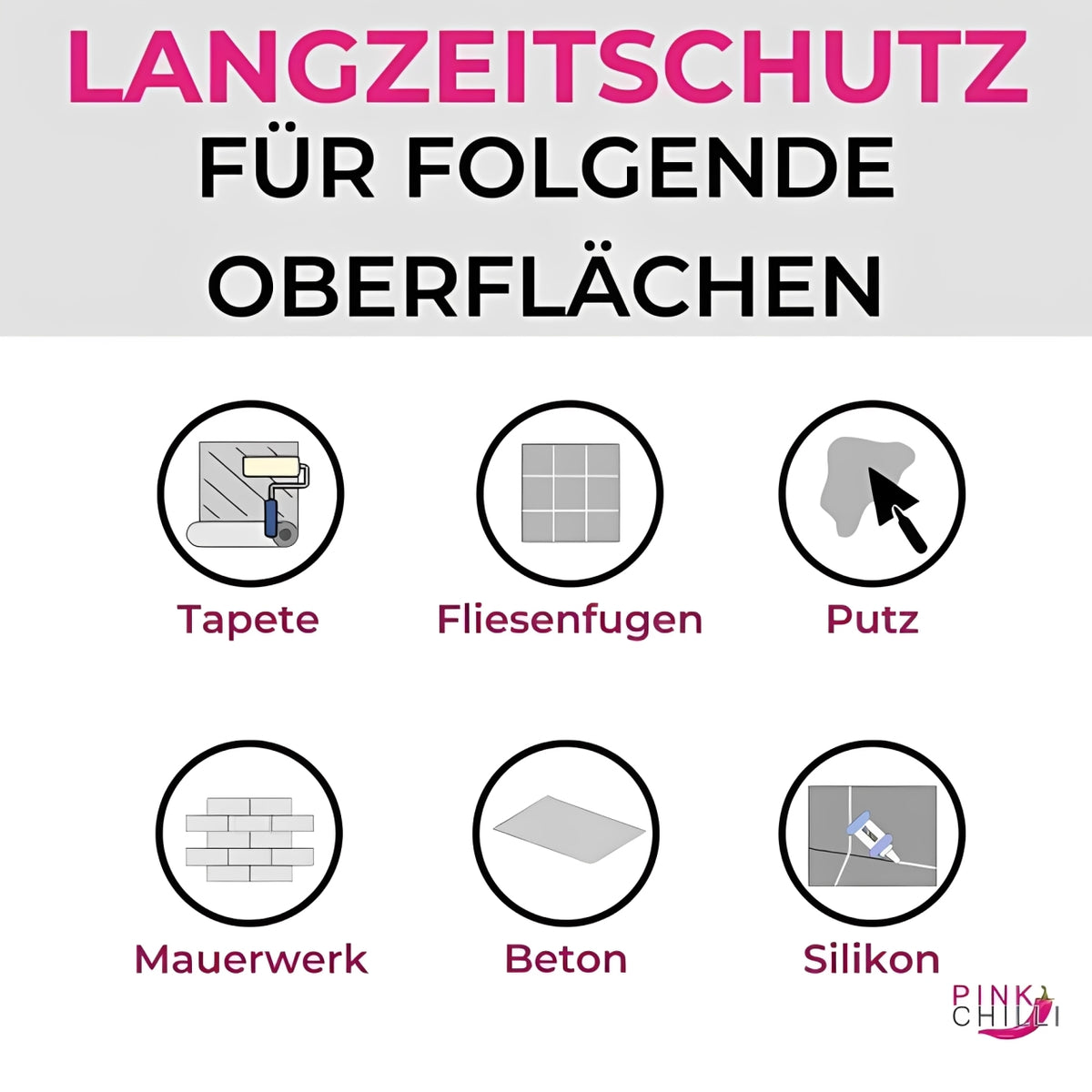 Schimmelschutz mit Langzeitwirkung für Tapete, Fliesenfugen, Putz, Mauerwerk, Beton und Silikon